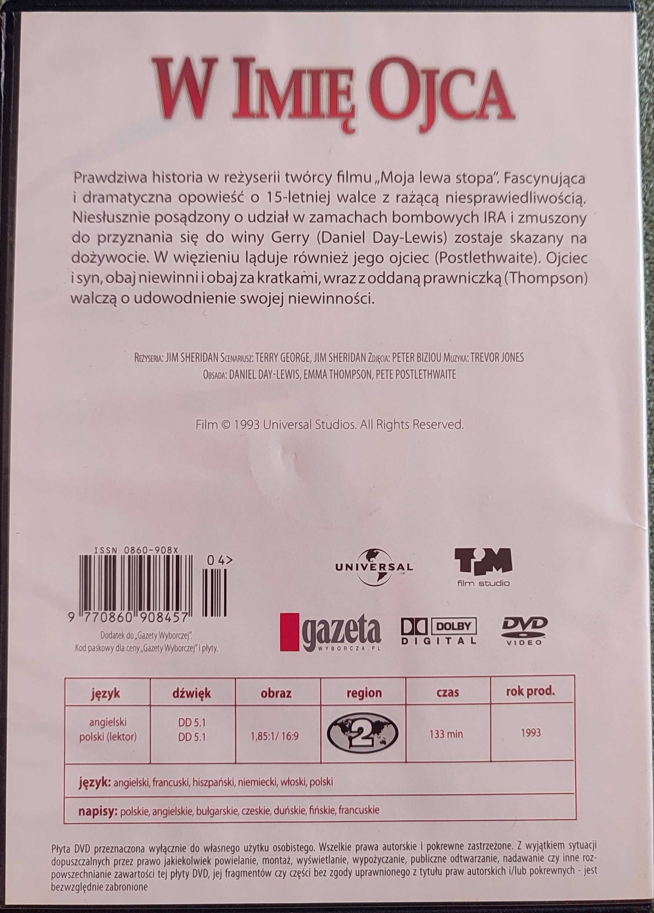 Film DVD W imię ojca. Daniel Day-Lewis, Pete Postlethwaite