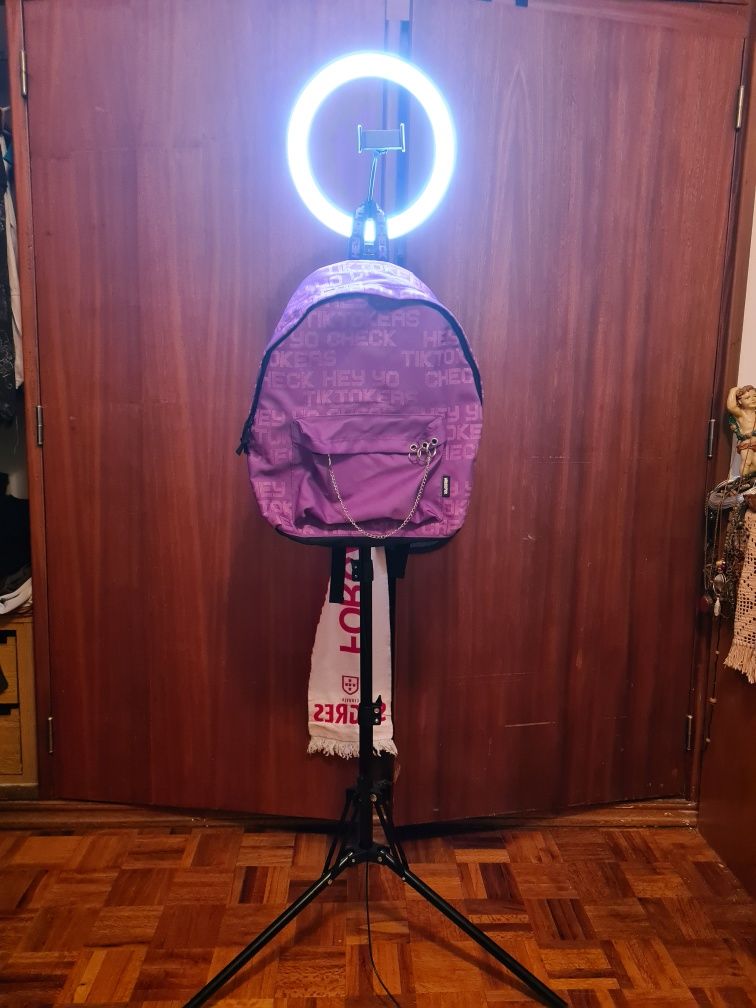 Mochila tik tokere anel de luz led para smartphone