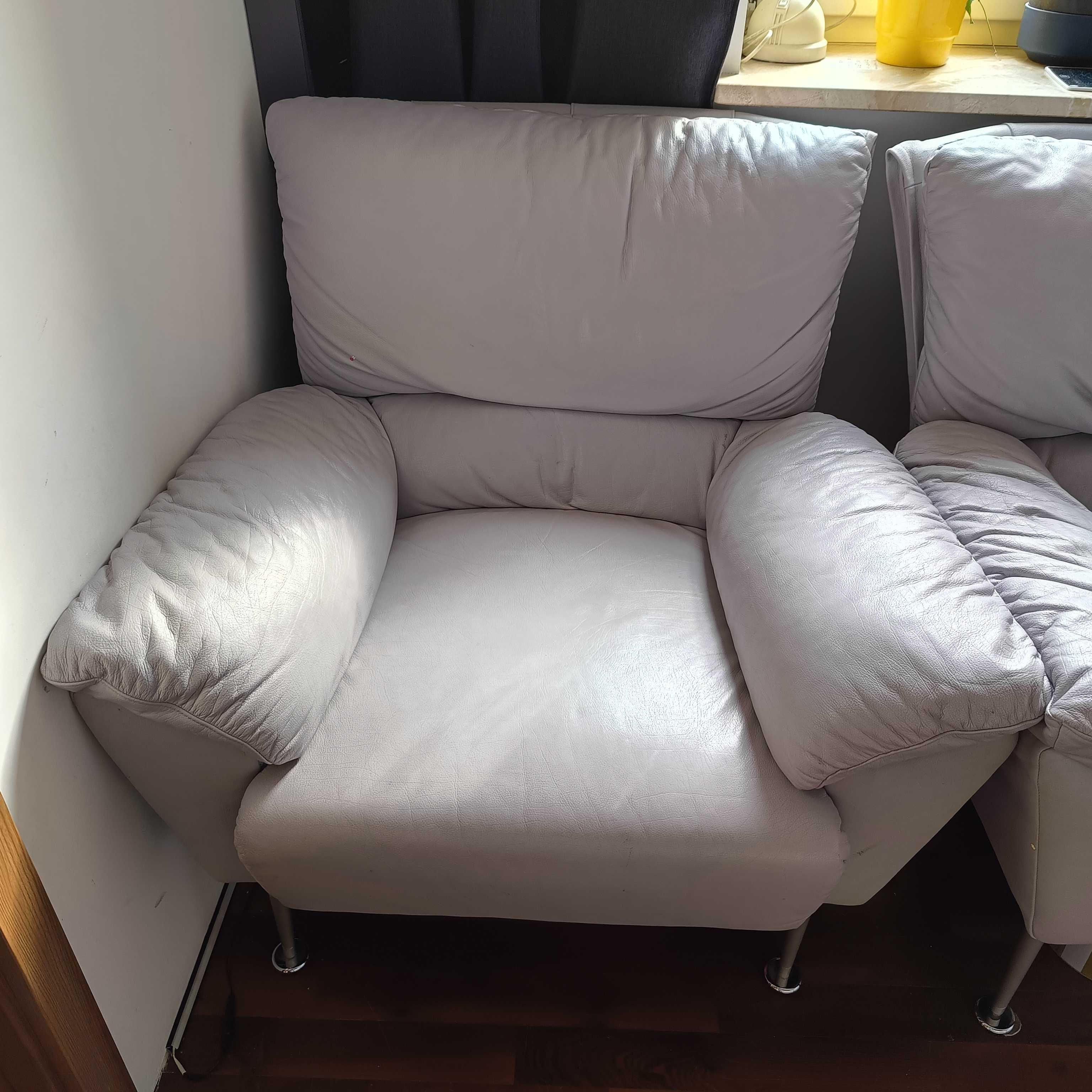 Kanapa sofa skórzana + fotel Kler