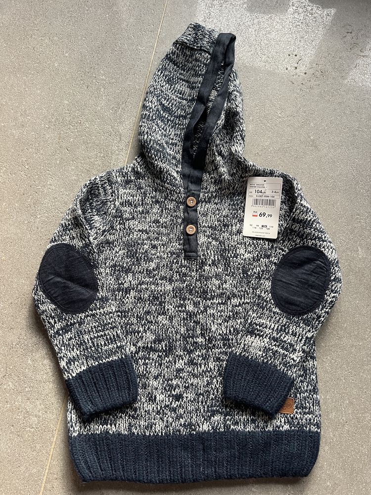 Reserved chłopięcy sweter z kapturem 104
