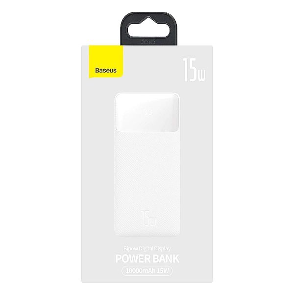 Baseus Bipow powerbank z wyświetlaczem 10000mAh 15W biały (Overseas Ed