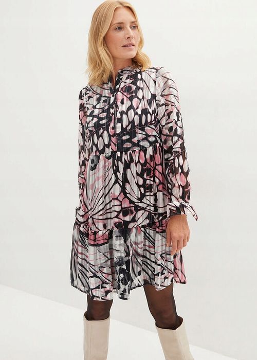 B.P.C Sukienka plisowana szyfonowa motyl ze srebrną nitką ^42