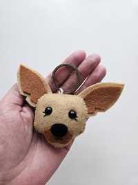 Brelok do kluczy chihuahua, brelok pies, 8cm, filc