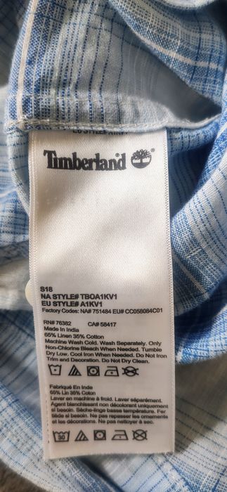 Modna koszula długi rękaw w kratę Timberland M 65% len 35% bawełna