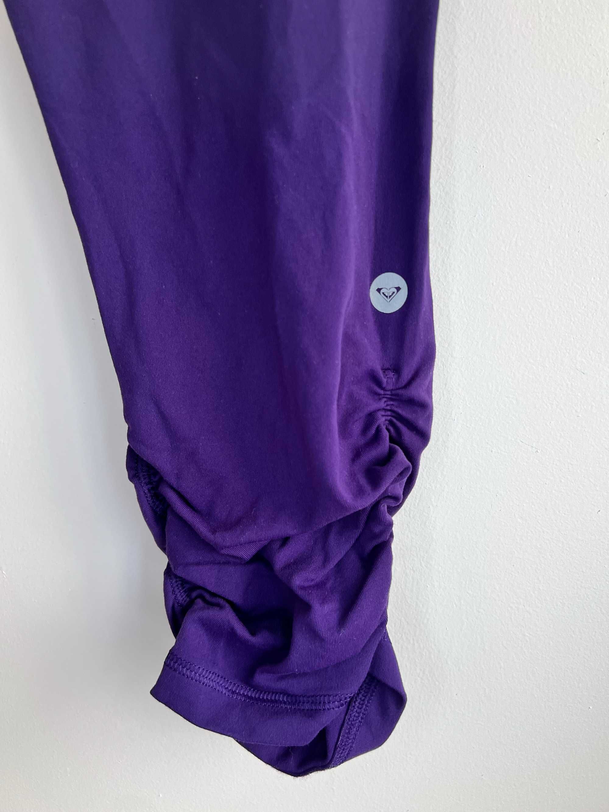 Roxy fioletowe legginsy damskie krótkie getry marszczony dół XL