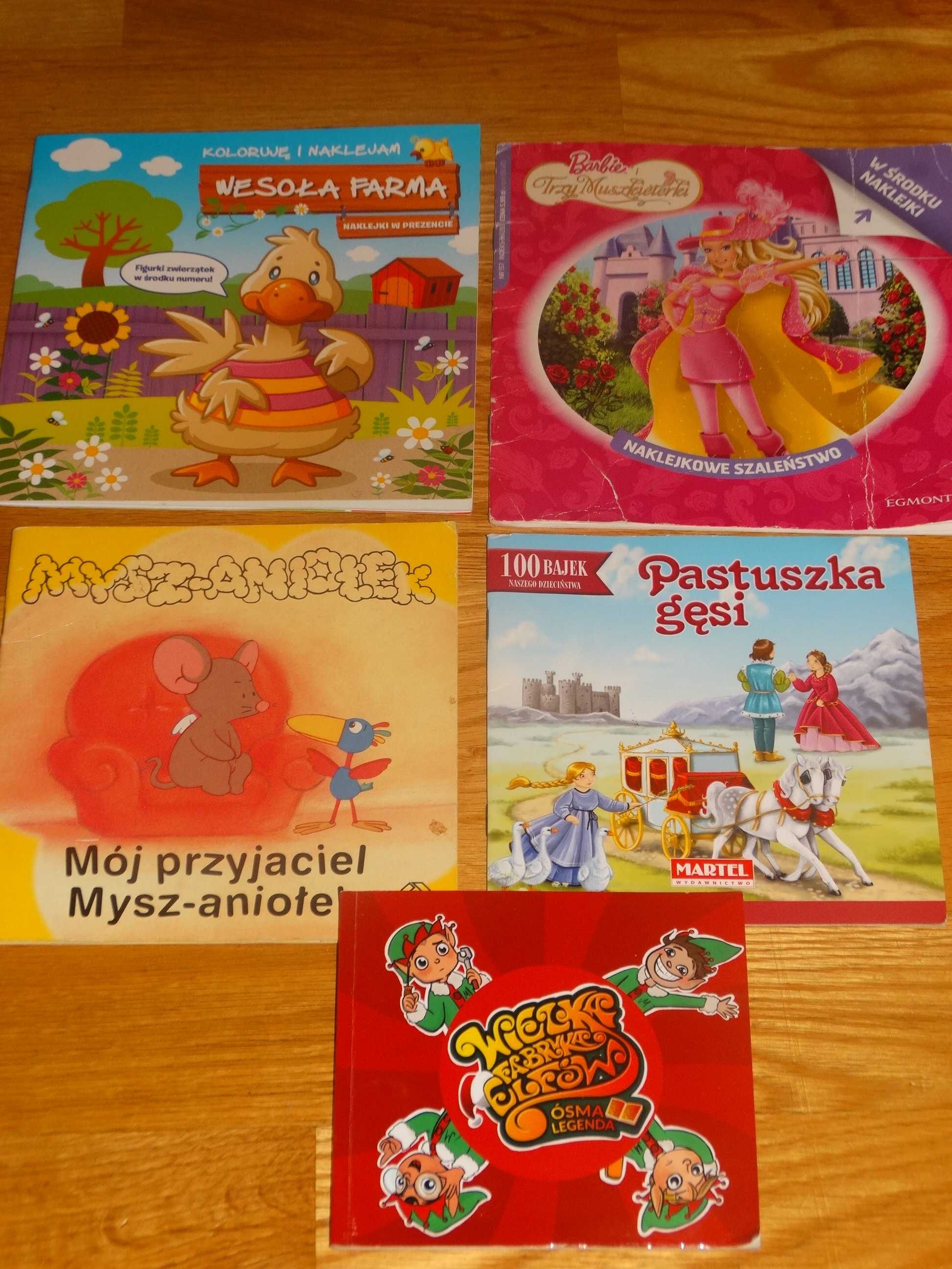 Książki dla dzieci Pastuszka Gęsi, Fabryka Elfów, Barbie i Inne 5 szt