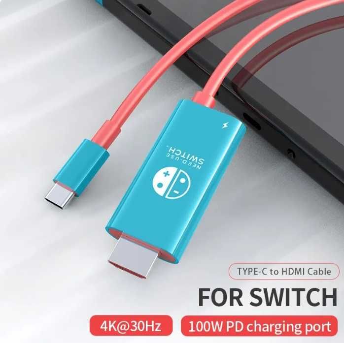 Переходник USB-C to HDMI 1.8m 4K30Hz 100W для Nintendo Switch