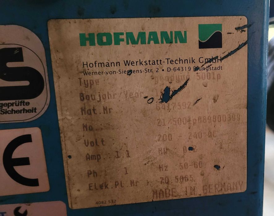 Wyważarka Hofmann 5001P docisk felgi