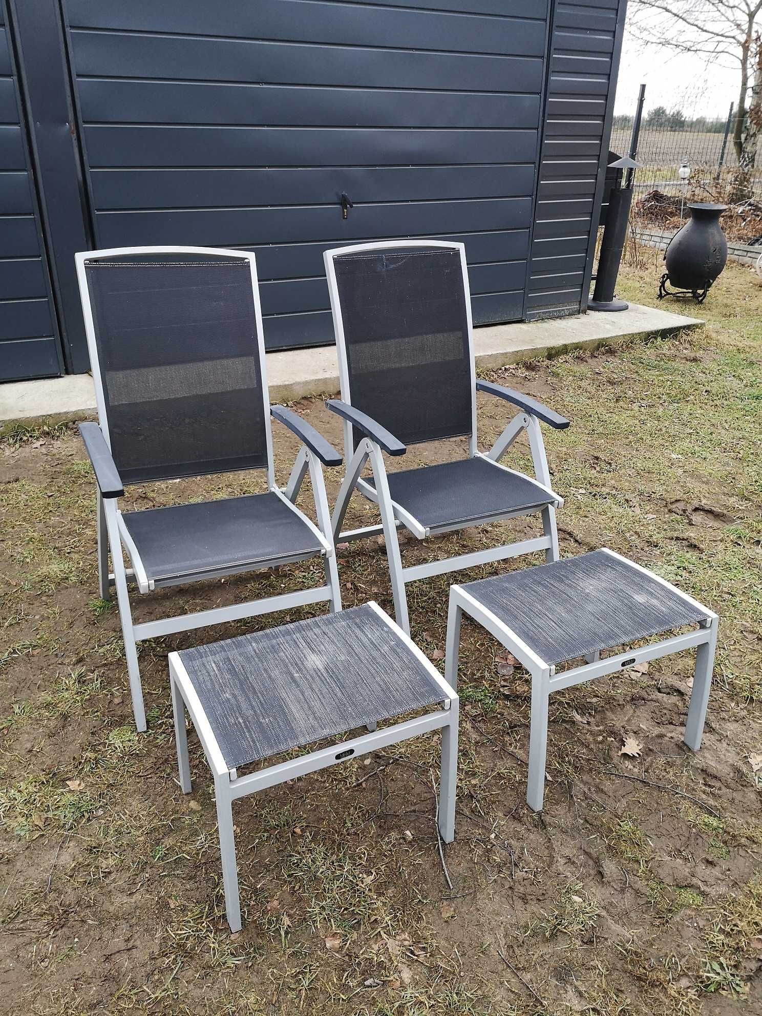 2 krzesła ogrodowe(aluminiowe) z podnóżkami MBM