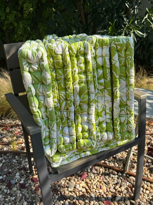 Conjunto de 6 almofadas de chão ou de cadeira algodão estampado verde