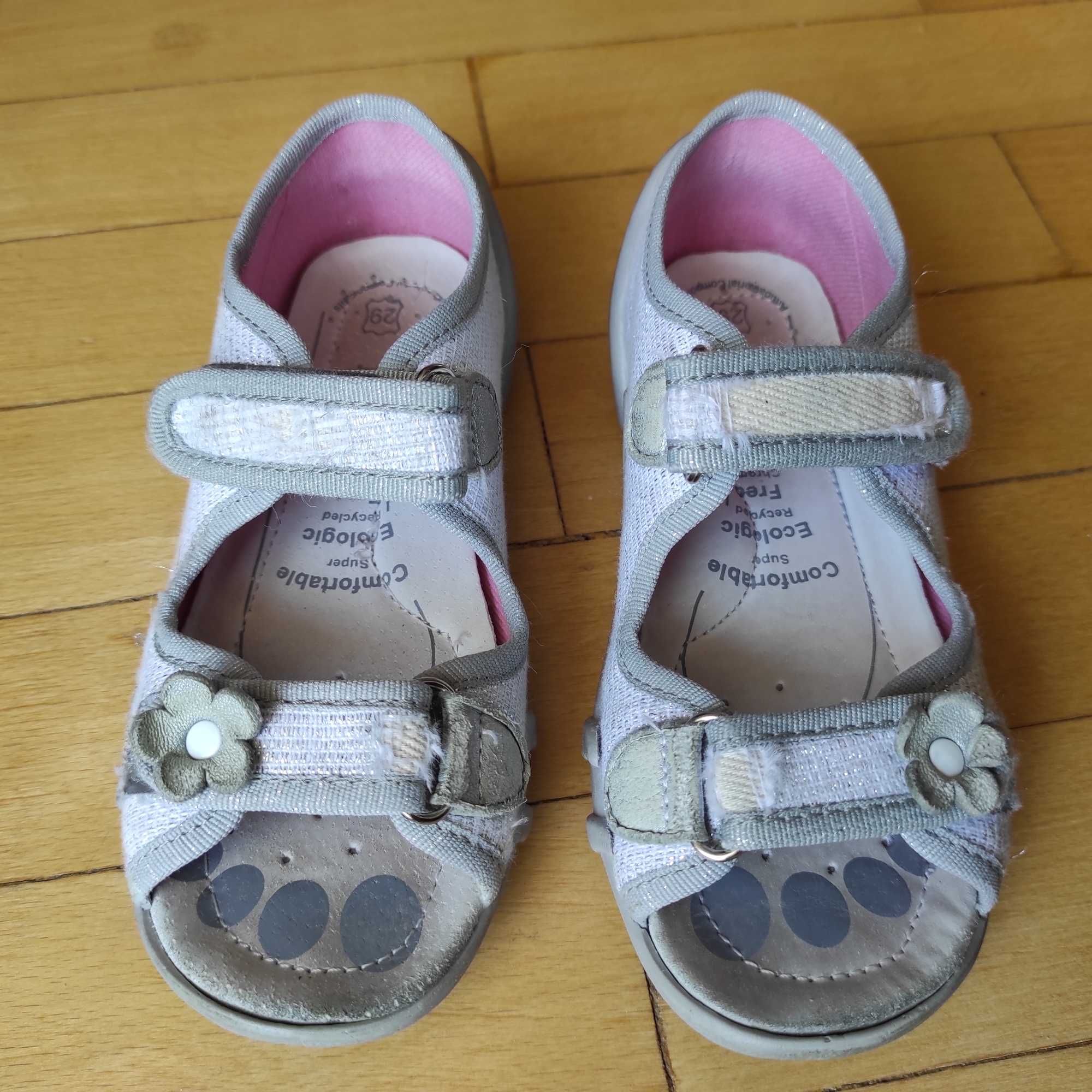 Buty sandały 29 dziewczynka białe RenBut skórzana wkładka