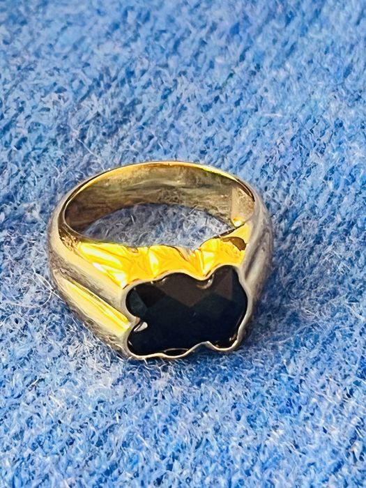 Tous nowy pierścionek pozlacane srebro onyks r.12