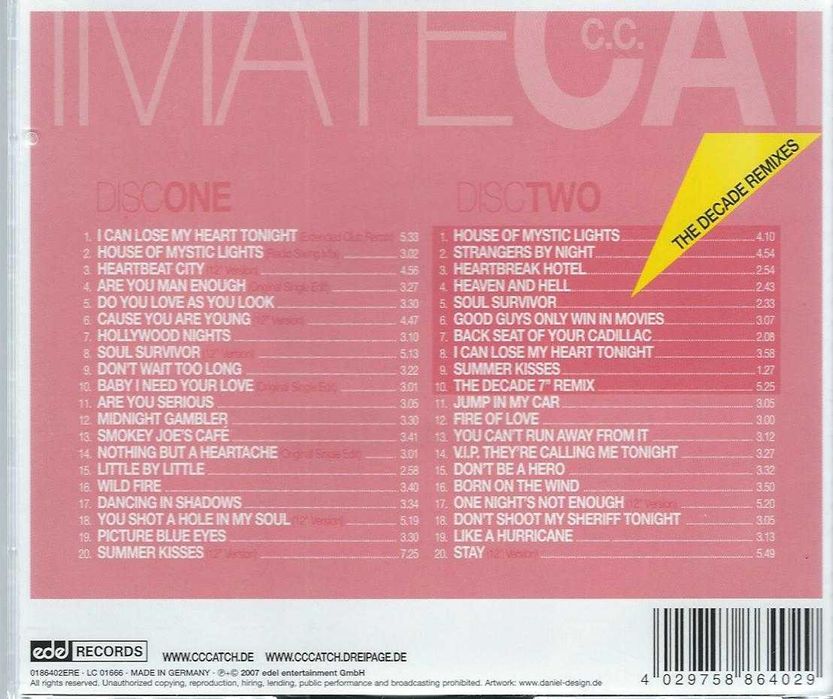 2 CD C.C. Catch - Ultimate C.C. Catch (2007) (Edel Records)