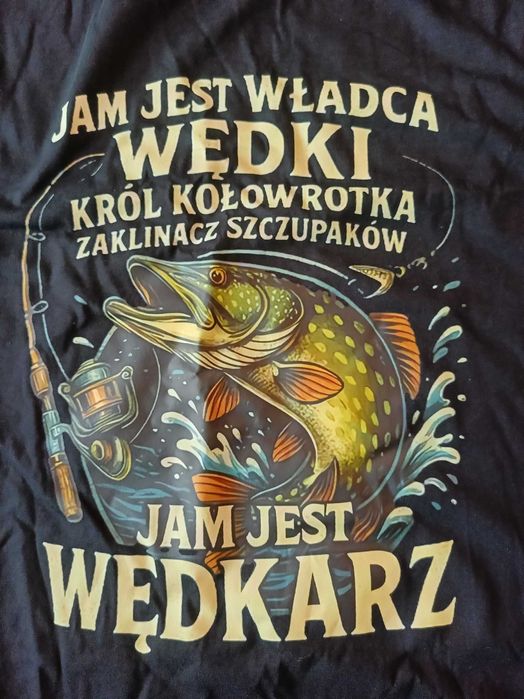 Koszulka męska t-shirt śmieszny dla wędkarza XL 100% bawełna