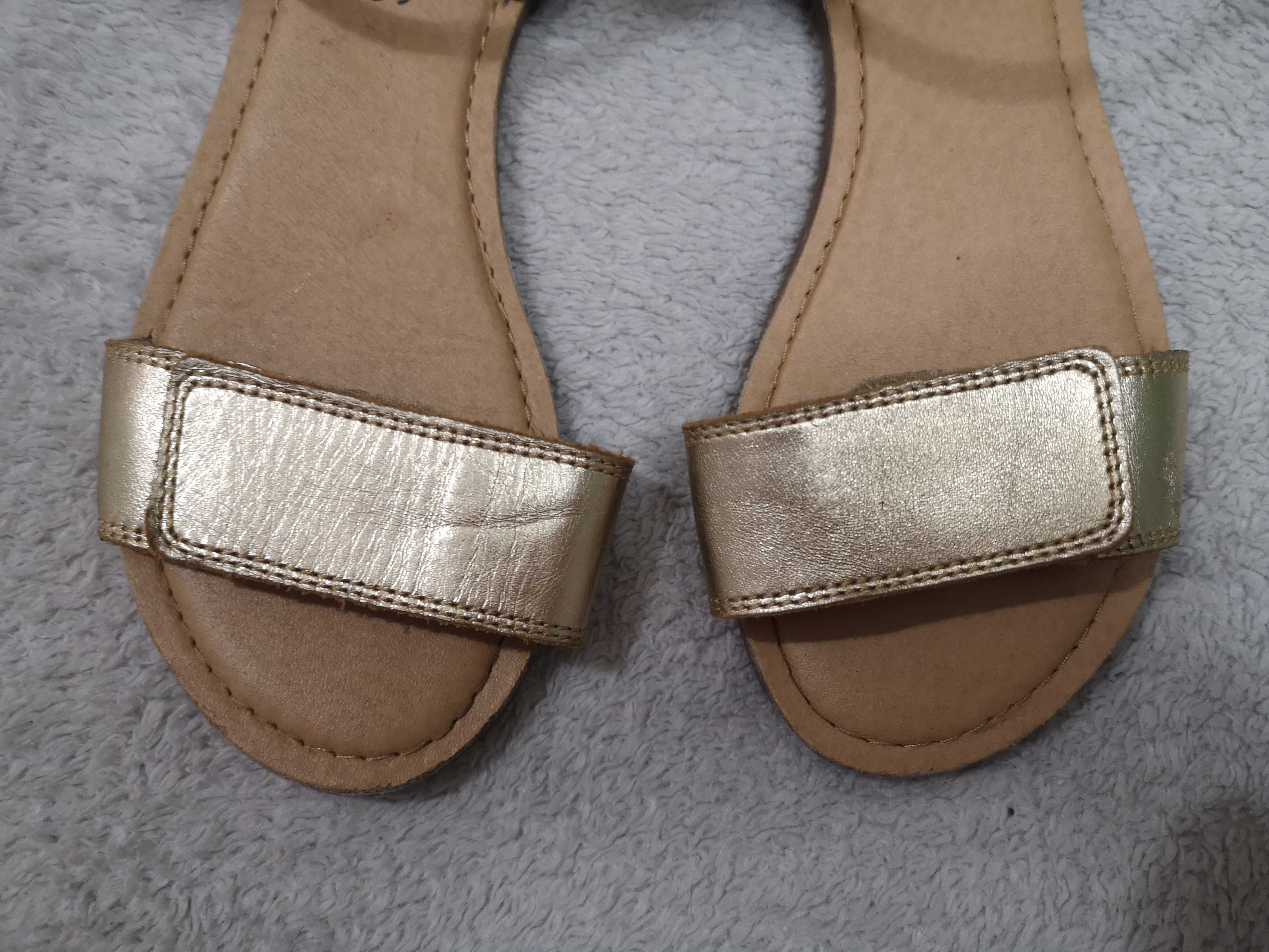 Brązowe złote eleganckie buty sandały skórzane M&S 33