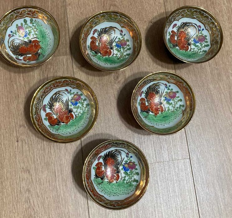 Conjunto de Taças de Porcelana Chinesa, Pintura à Mão