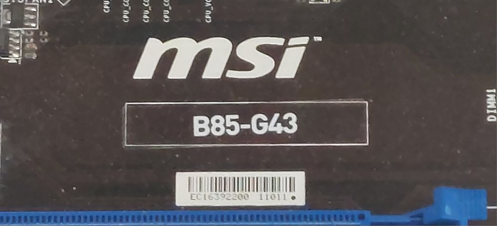 Motherboard MSI B85-G43 + i5 4460 + 4gb ram  + cooler