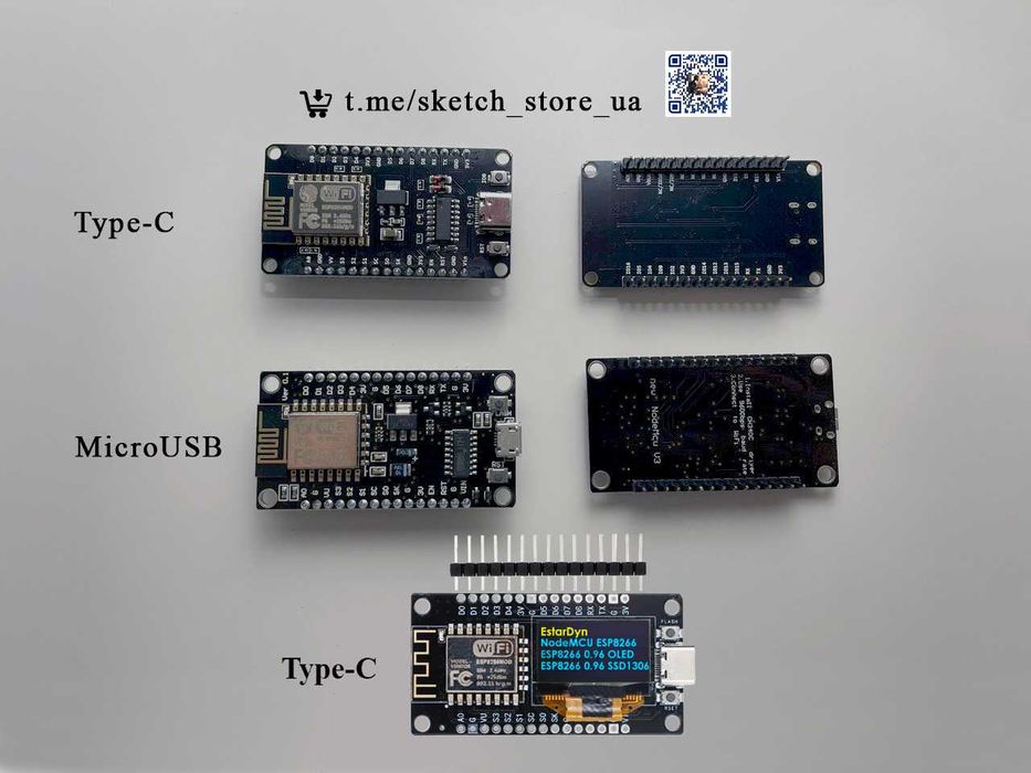 Wi-Fi модуль NodeMCU V3 ESP8266 (CH340) MicroUSB, Type-C