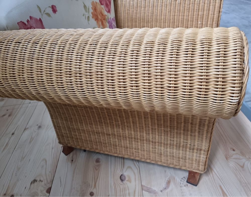 Zestaw Sofa kanapa rattan ratan + fotel