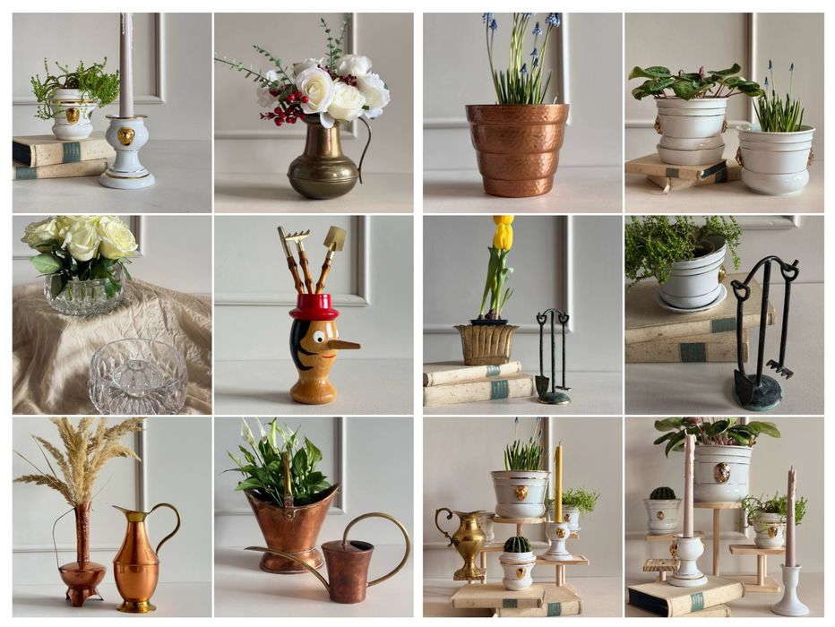 Мідне бронзове латунне кашпо лійка  порцелянове вінтаж латунь медь