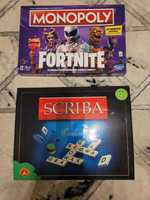 Dwie gry Monopoly Fornite, scrable