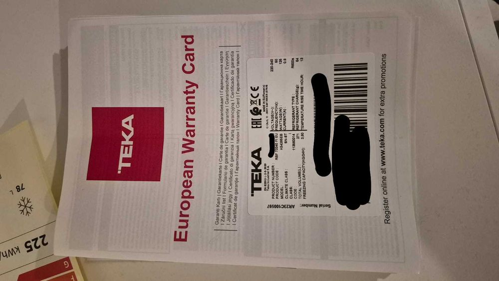 Frigorífico combinado de encastre TEKA [100% novo]