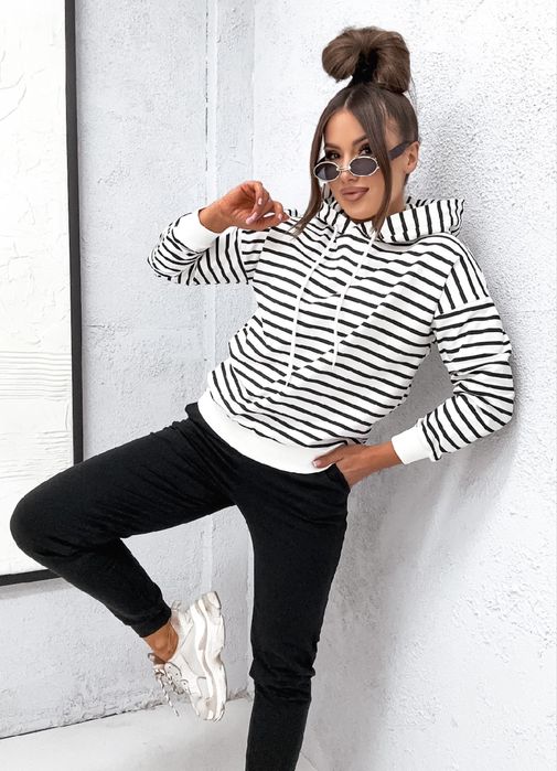 Dres damski bawełniany Premium paski czarny r. M