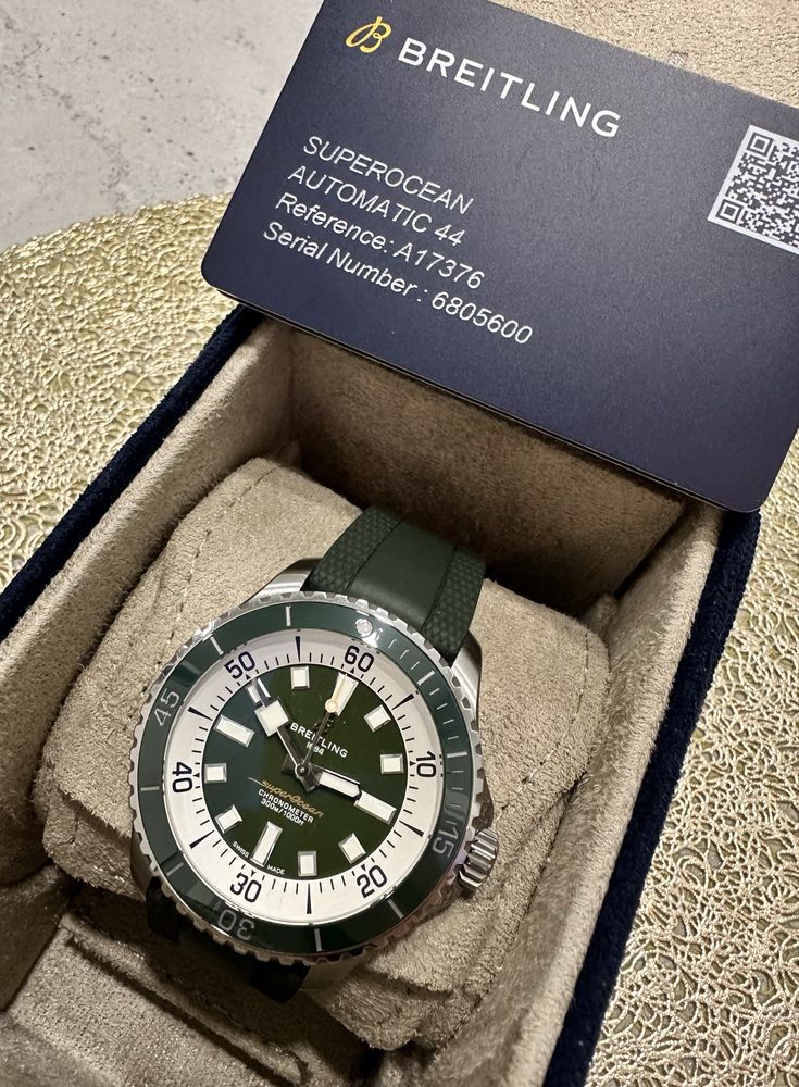 Breitling Superocean 44mm A17376A31L1S1 Zielony -Gwarancja- full set
