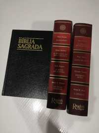 Conjunto 3 livros bíblia sagrada e dois de readers digest