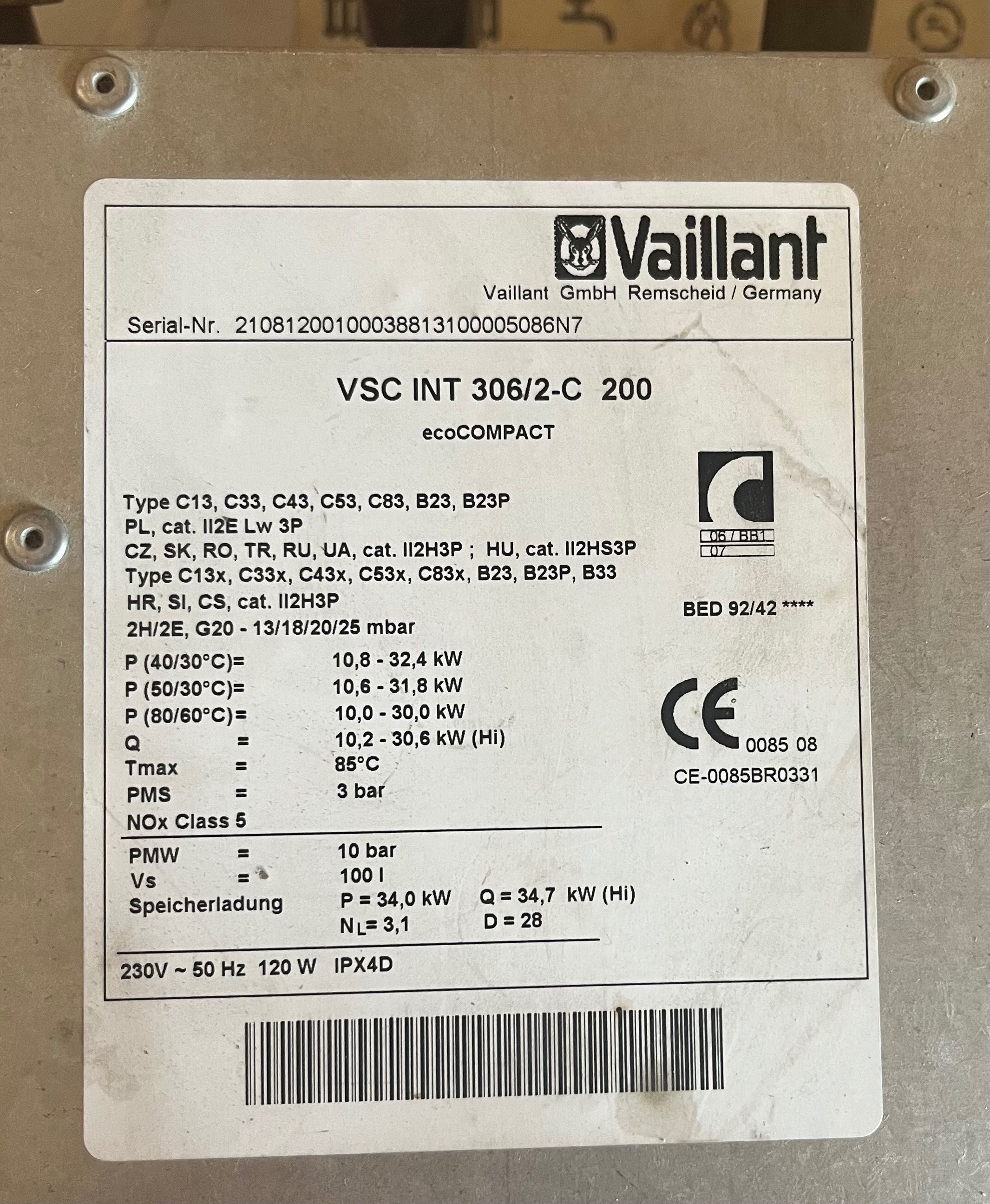 Газовий котел конденсаційний Vaillant ecoCOMPACT VSC INT 306/2-c 200