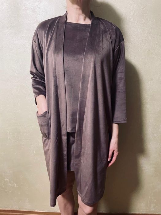 Домашній велюровий костюм трійка