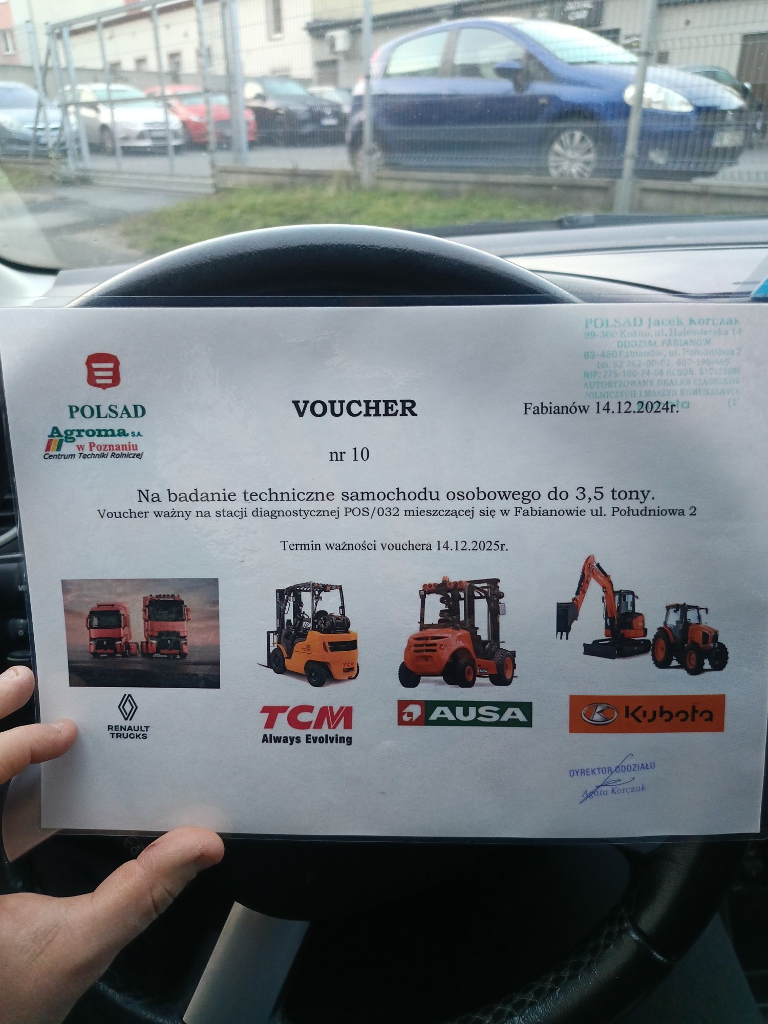 Voucher na badanie techniczne samochodu