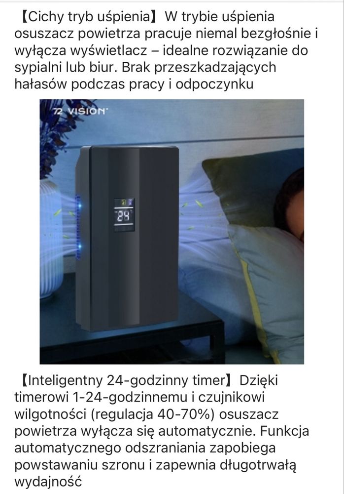 Osuszacz uzdatniacz powietrza 2l z pilotem