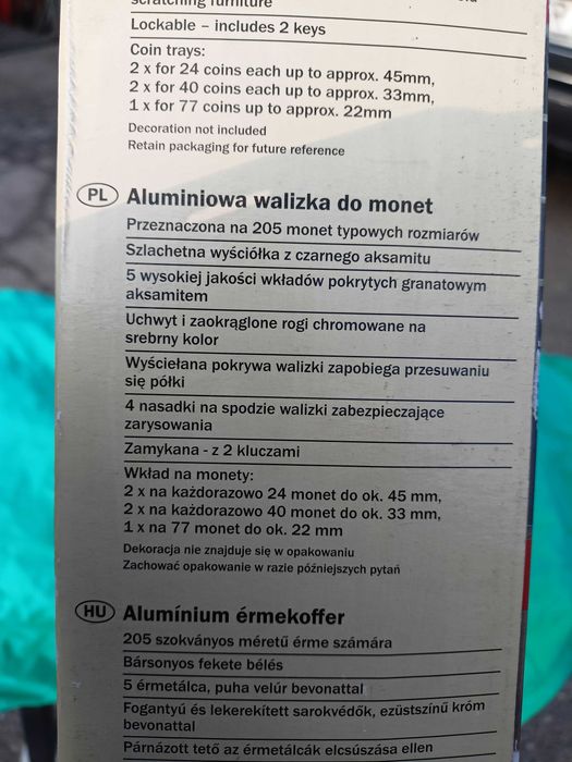 Walizka aluminiowa na monety