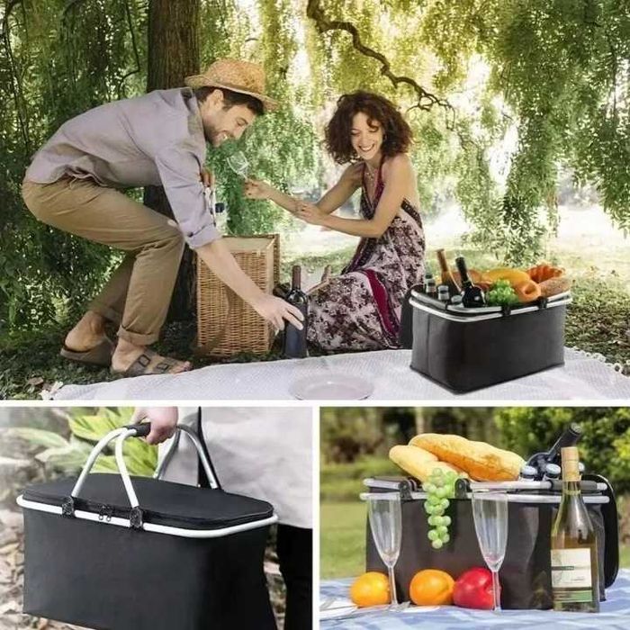 Koszyk piknikowy torba termiczna składany koszyk na zakupy  30 LITR