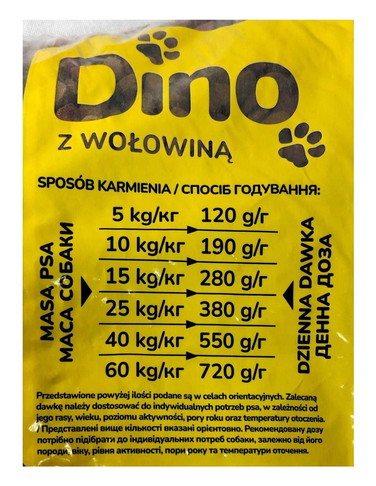 DINO Karma dla psów sucha z wołowiną dla psów dorosłych worek 20kg