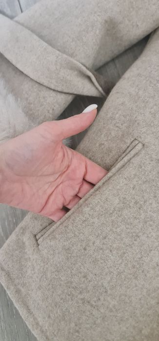 Пальто із шерсті Альпаки хутро натурального песця