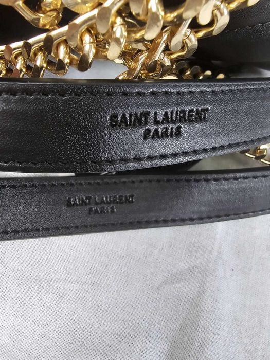 Torba listonoszka duza prazkowana damska Saint Laurent Czarna