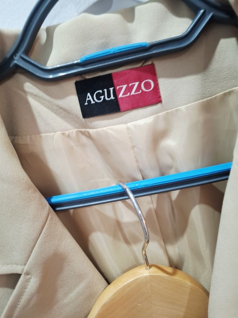 Beżowy garnitur damski marynarka żakiet spodnie casual 48 xxxxl