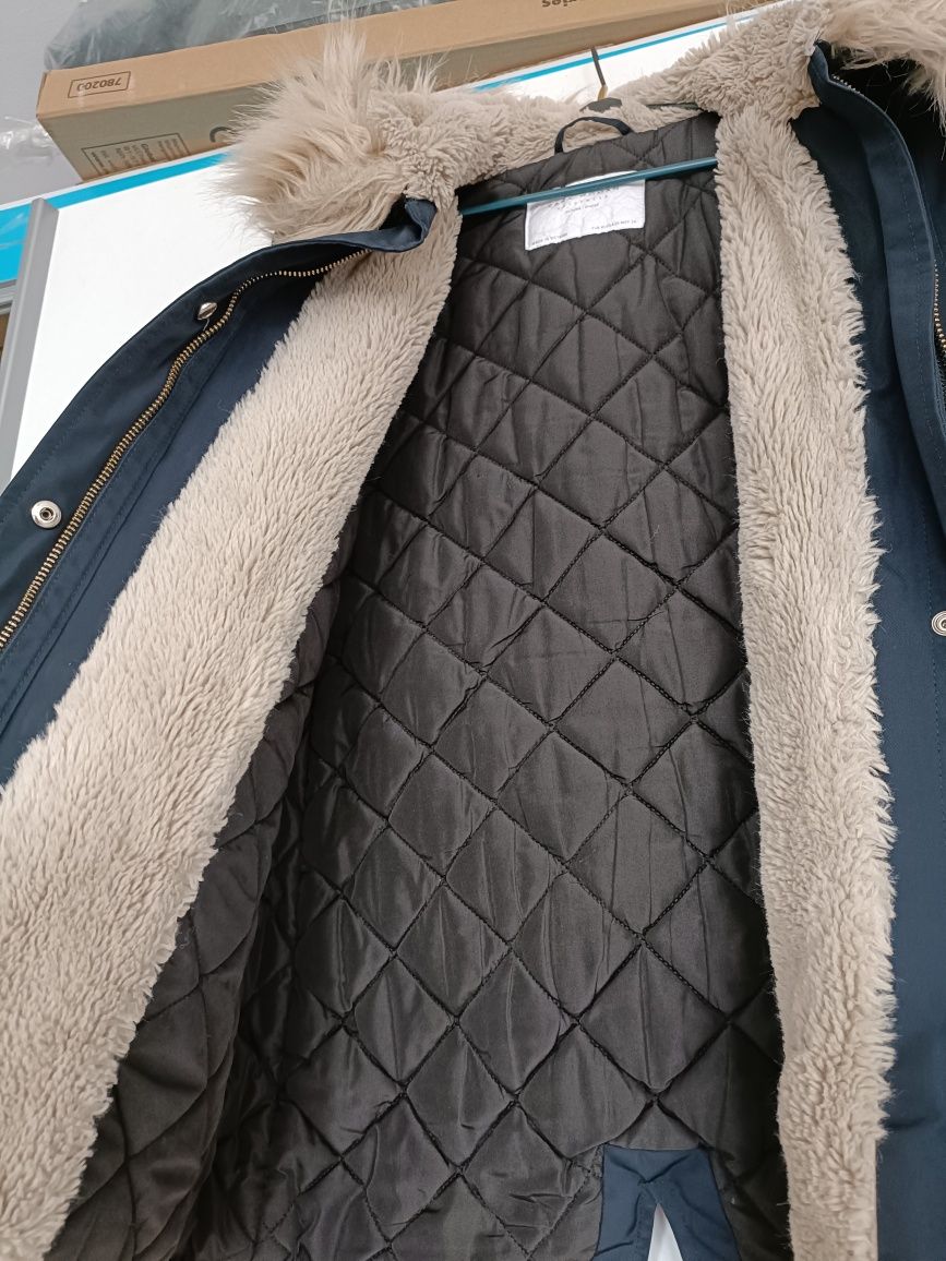 Kurtka zimowa parka damska XS Zara granatowa