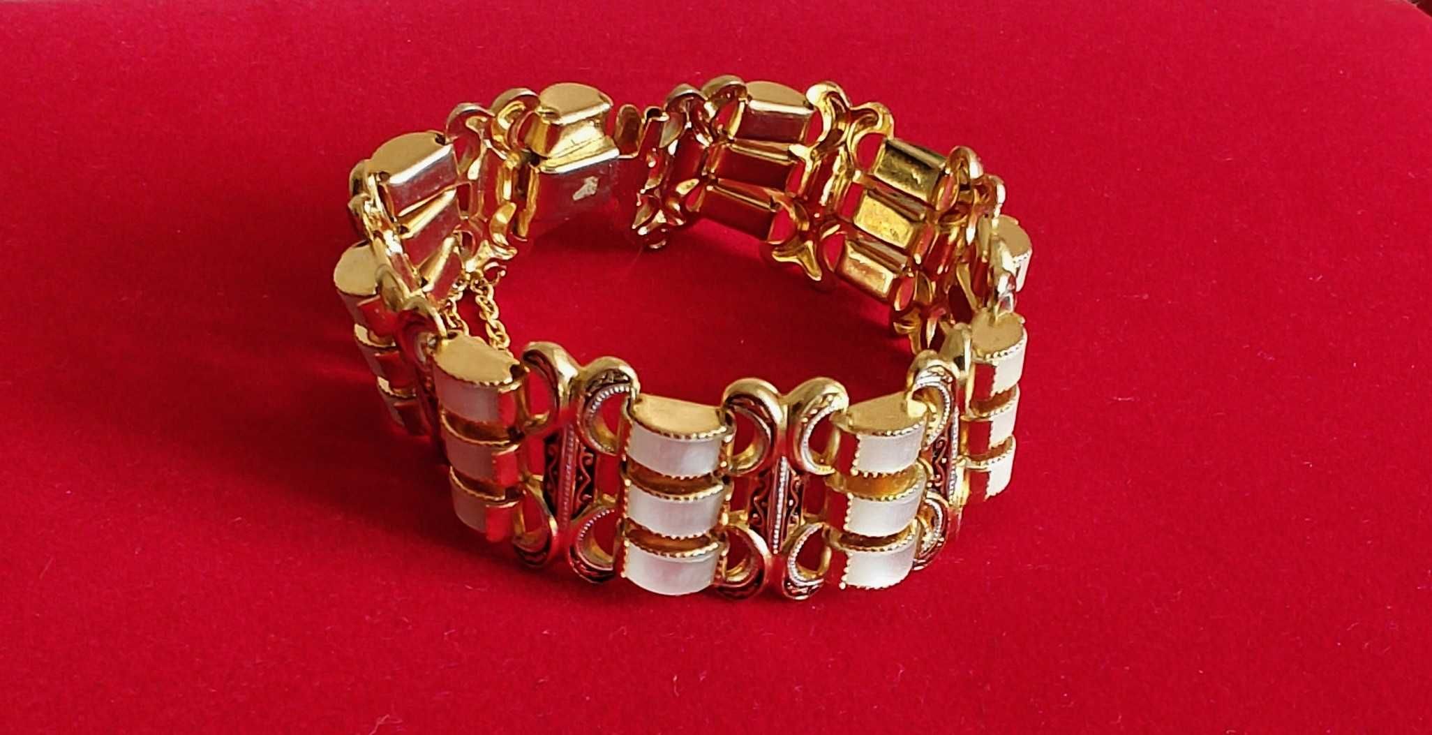 Stara Bransoletka Złoto 14k Filigran Masa Perłowa Styl Art Deco Unikat