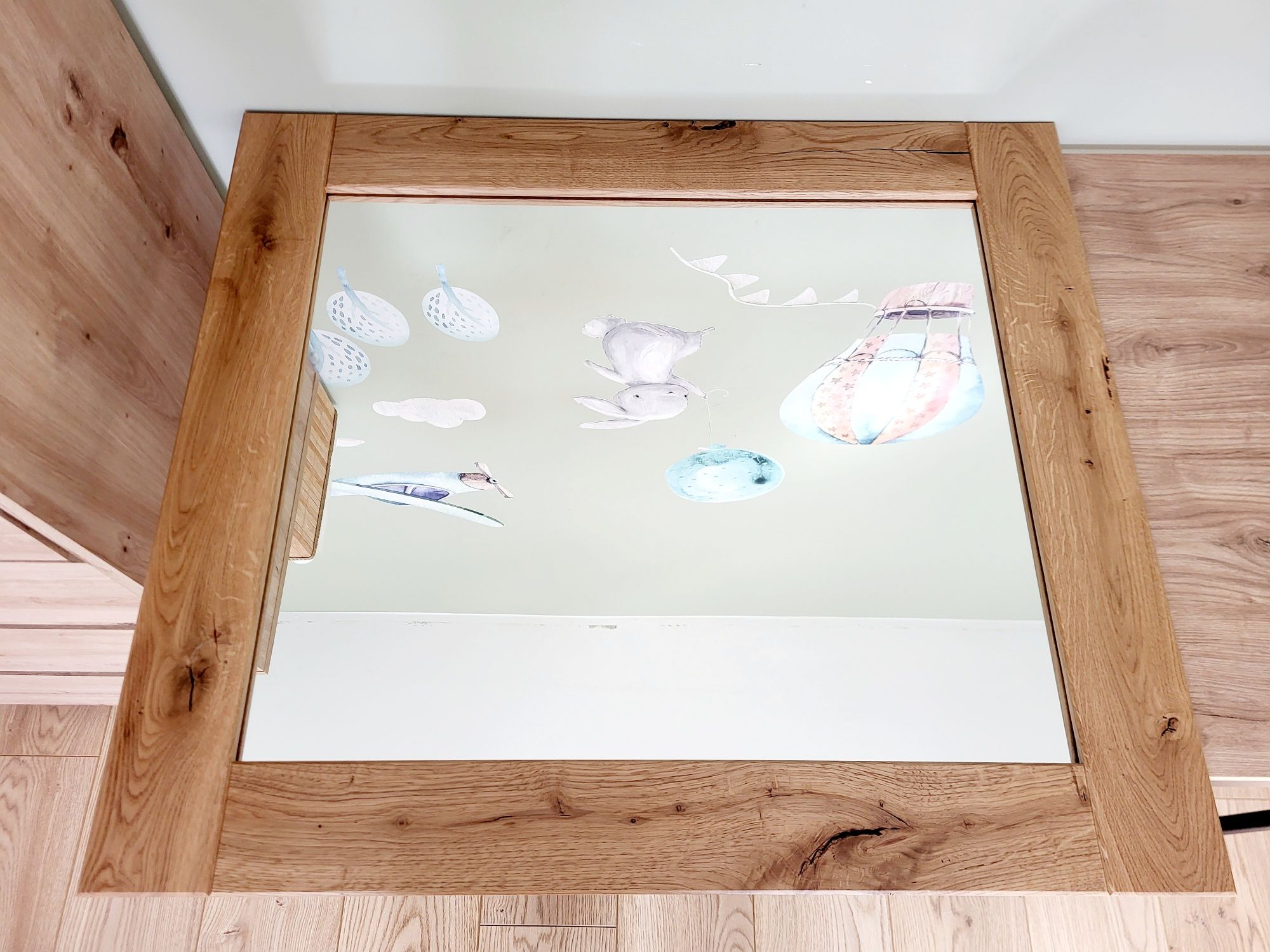 Lustro drewniane dębowe 70x80