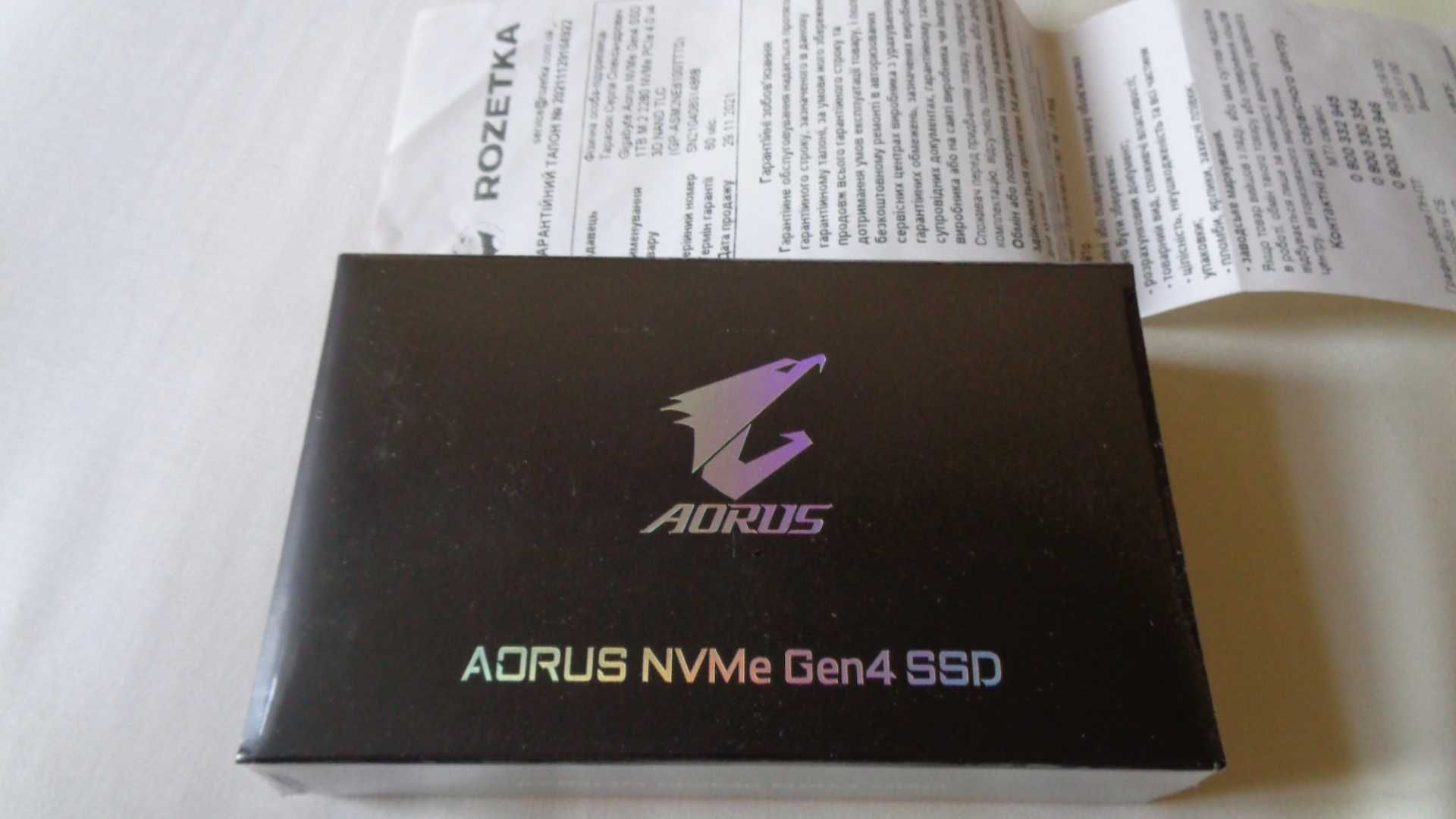 SSD Gigabyte Aorus NVMe Gen4 1TB M.2 2280 NVMe PCIe 4.0x4 3D NAND TLC.