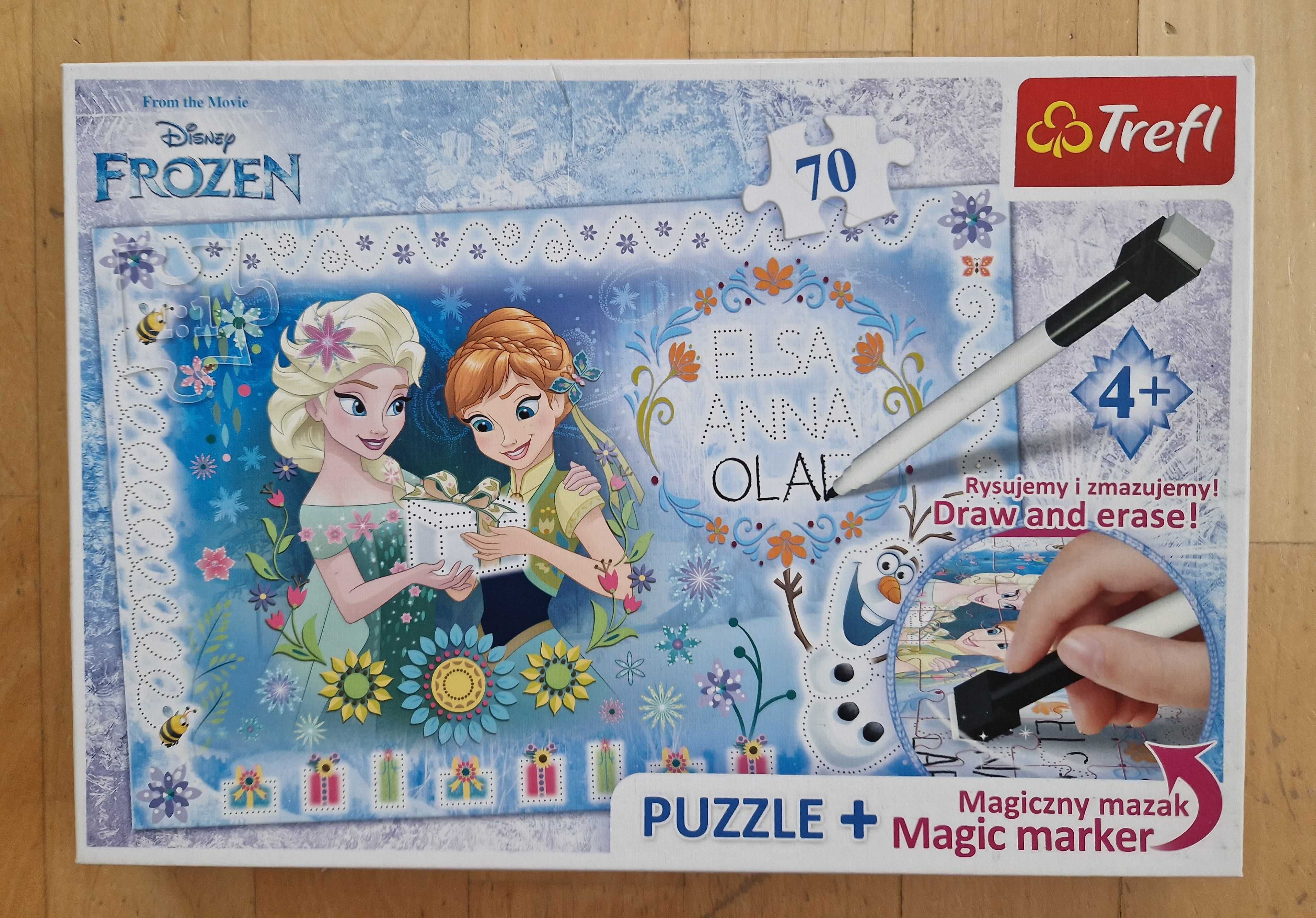 Puzzle Kraina Lodu (Elsa, Anna, Frozen) z mazakiem, 70 el., Trefl, 4+