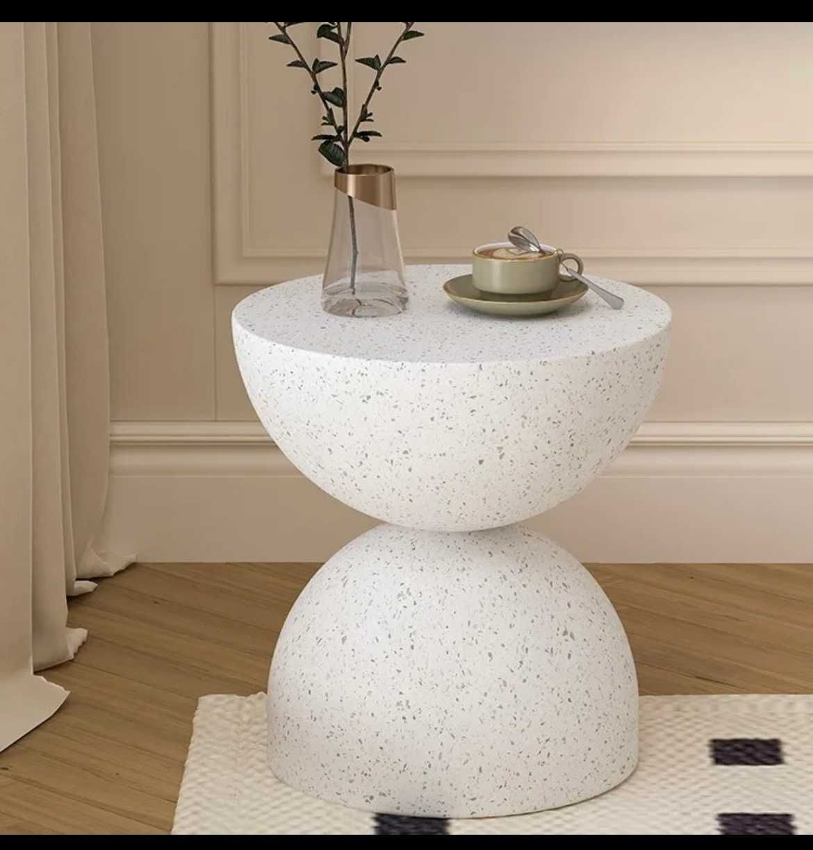 Stolik kawowy, dekoracyjny ceramiczny ecru - nowoczesny design okazja!