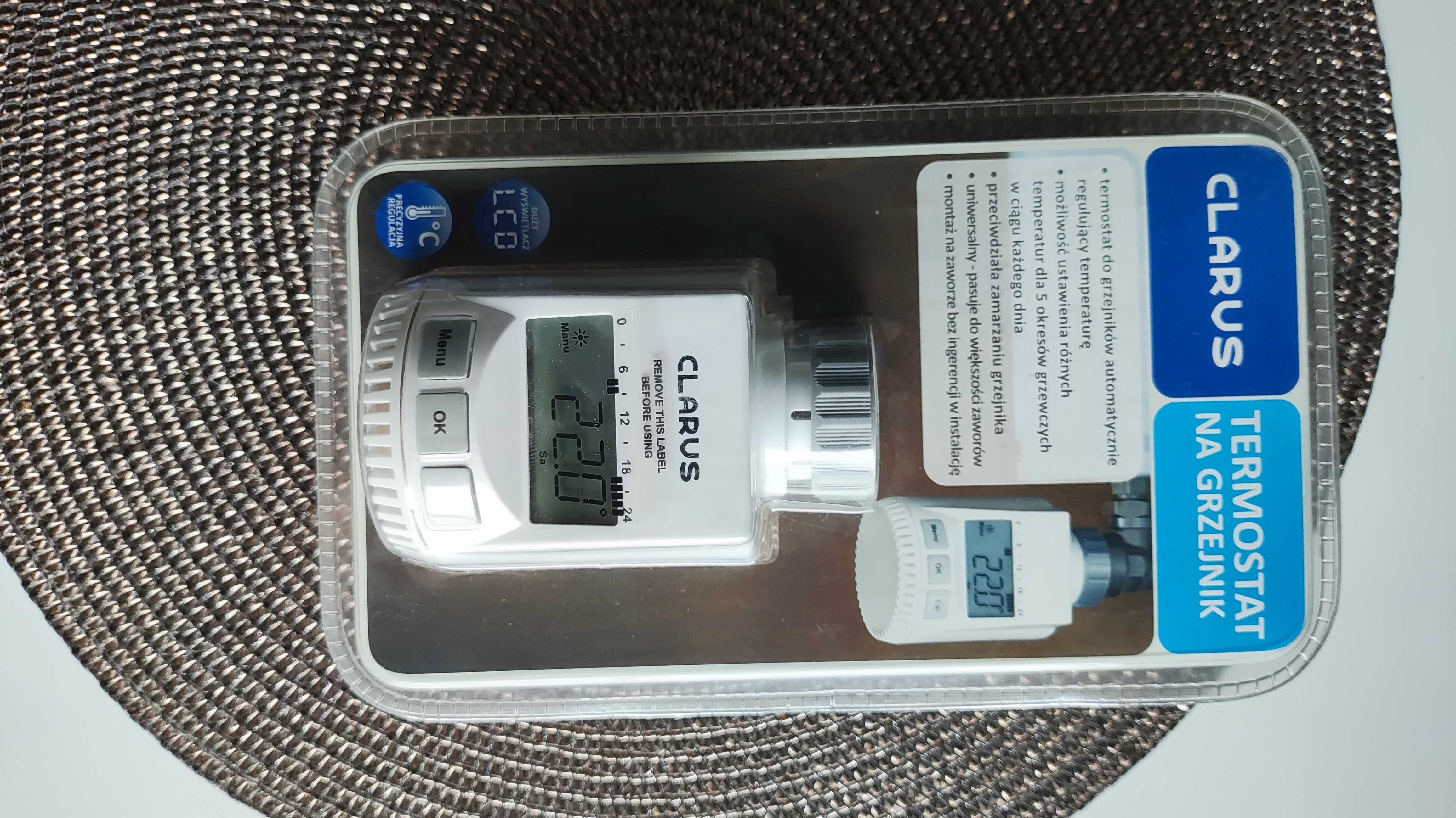 Automatyczny Termostat na grzejnik CLARUS Programowalny z LCD NOWY