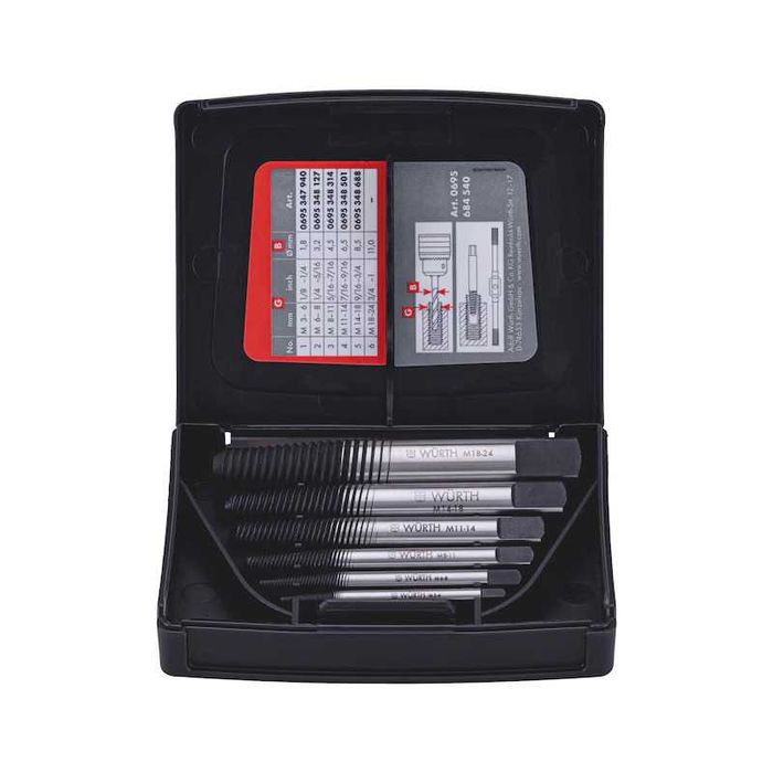 Zestaw wykrętaków do urwanych śrub M3-M24 WURTH 6 el.