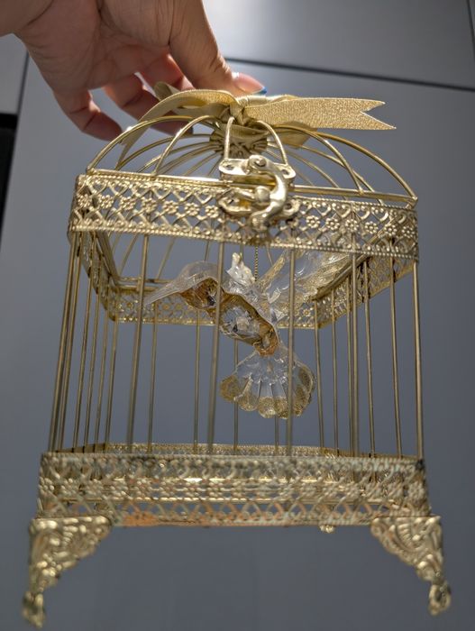 Ptaszek w złotej klatce / pozłacany koliberek