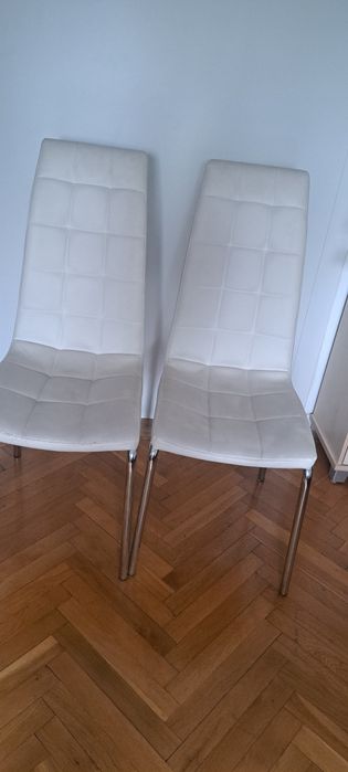 Krzesła do salonu komplet 6 szt-białe sztuczna skóra bardzo eleganckie
