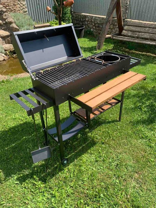 ПОСИЛЕНИЙ!Мангал з кришкою для барбекю метал 5 мм на 13 шампурів